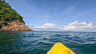Beautiful scenery of Ao Thalane coastline from the POV of a kayak