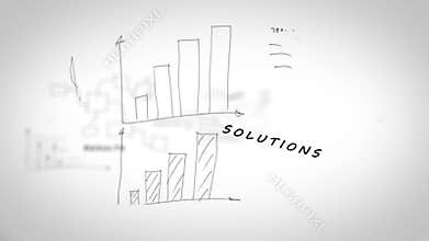 Drawings with charts showing innovation terms