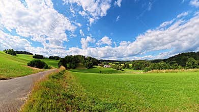 Time-lapse footage of fields and meadows in the Bavarian Forest near the town of Grafenau, Germany