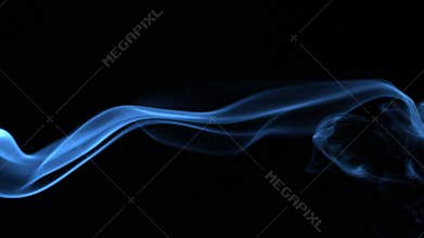 Blue smoke blowing across black background