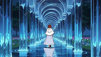 A mesmerizing cinematic scene in cel-shaded anime style.