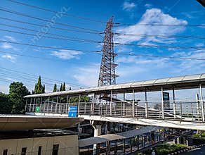 Realistic view of tall power transmission