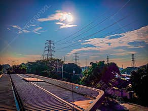 Realistic view of tall power transmission