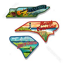 Luggage stickers Tennessee, South Carolina, North Carolina
