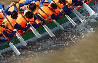 Team building activity, rowing dragon boat race