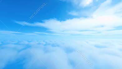 Expansive Blue Sky Above a Soft Blanket of White Clouds with Gentle Light