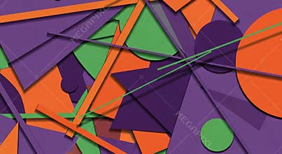 Abstract Geometric Composition with Overlapping Shapes and Lines