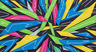 Vibrant Abstract Geometric Burst of Colorful Shapes and Lines