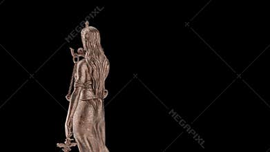 360 Degrees Rotating Seamless Looping Lady Justice Statue Isolated on a Black Background