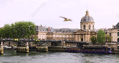Beautiful view of Institute of France and Pont des Arts, Paris