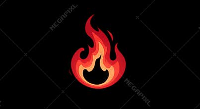 Stylized Flame Icon on Black Background