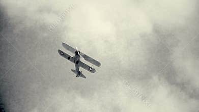 Old airplane in flight