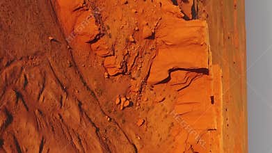 Bayanzag flaming cliffs at sunset in Mongolia