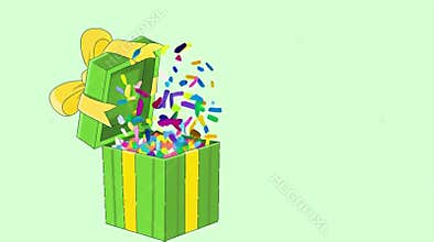 Gift Box Opening with Colorful Confetti Animation