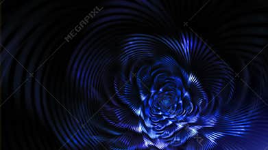 Blue elegant fantasy flower on black background