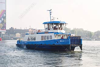 Ferry boat connecting the city with the norther areas in Amsterdam, Netherlands