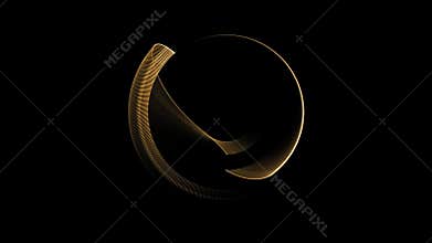 Golden wire circle in motion, rotating
