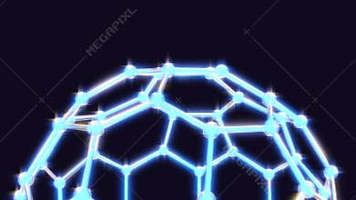 An animation of a molecular structure resembling fullerene.