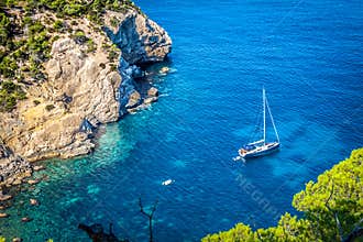 Cala Tarida in Ibiza beach San Jose at Balearic Islands