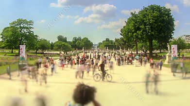 City Pedestrian Traffic Time Lapse Paris Zoom