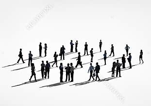 Silhouette People with Global Communications Concept