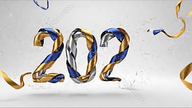 2026 New Year Ribbon Reveal Animation (Gold, Silver, and Blue)