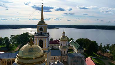 Nilo-Stolobenskaya desert on Lake Siliger drone shooting