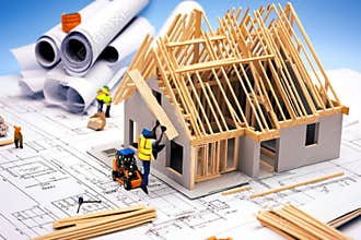 Tiny House Construction Model on Blueprints and Building Plans