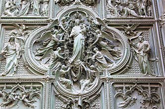 Bronze door of the Milan Cathedral, Italy