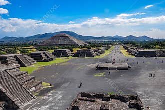 View of Teotihuacan ruins, Aztec ruins, Mexico
