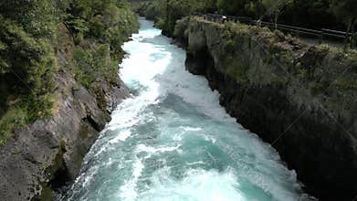 Fast River Rapids At Huka Falls New Zealand