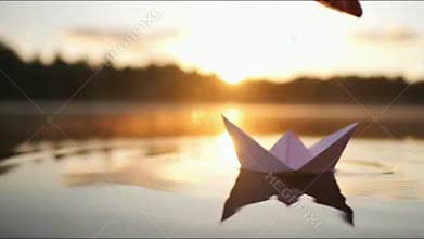 Letting Go Paper Boat Water Emotional Release Mental Health Recovery Metaphor