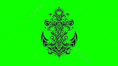 anchor tribal ship abstract green background animation