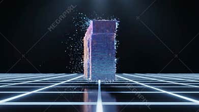 Glowing Voxel NFT Letters Rotate on Retro Digital Grid