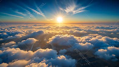 Ethereal Skyscapes: Golden Hour Over Expansive Clouds