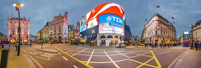 Famous Piccadilly Circus in London