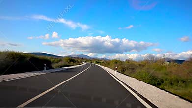 Driving a car through the countryside