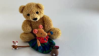 Adorable Teddy Bear and Mice Friends