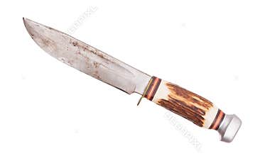 Very old bowie knife isolated