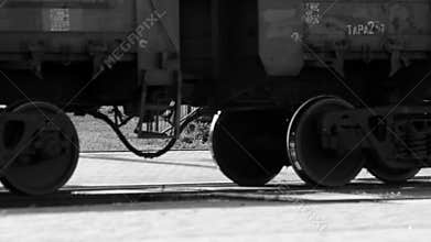 Cargo train wheels close up