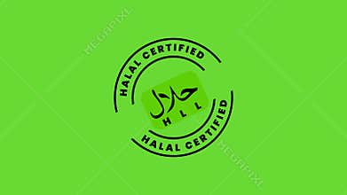 Green screen animation of halal certified circular stamp