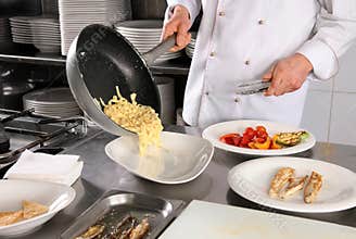 Chef preparing pasta