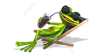 Frog in a deckchair