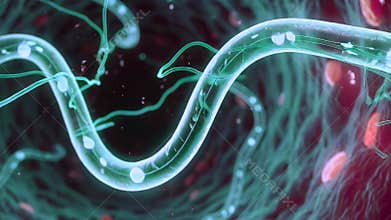 Glowing neuronal axon transmits electric pulses through translucent tubular