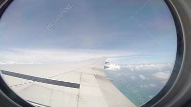 Airplane flying window view timelapse