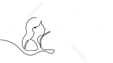 Seamless loop animation of a couple one line art simple
