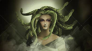 medusa woman with serpent hair from greek mythology