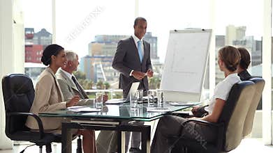 Business people chatting before presentation