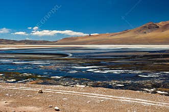 Weird Colored Lakes in the Road to Paso de Jama, North Chile