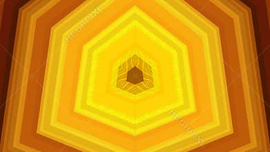 Abstract geometric pattern featuring layered hexagons in vibrant shades of yellow and orange hues together
